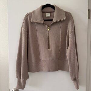 Varley Taupe Half-Zip Sweater